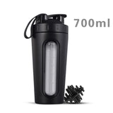 700m/28OZ Stainless Steel Shaker Bottle with Whisk Ball