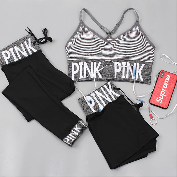 Sport Set Women Bra+Yoga Pants+Shorts