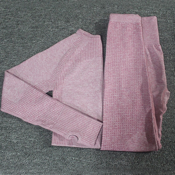 2pcs/set Vital Women Sport Suit Top + High Waist